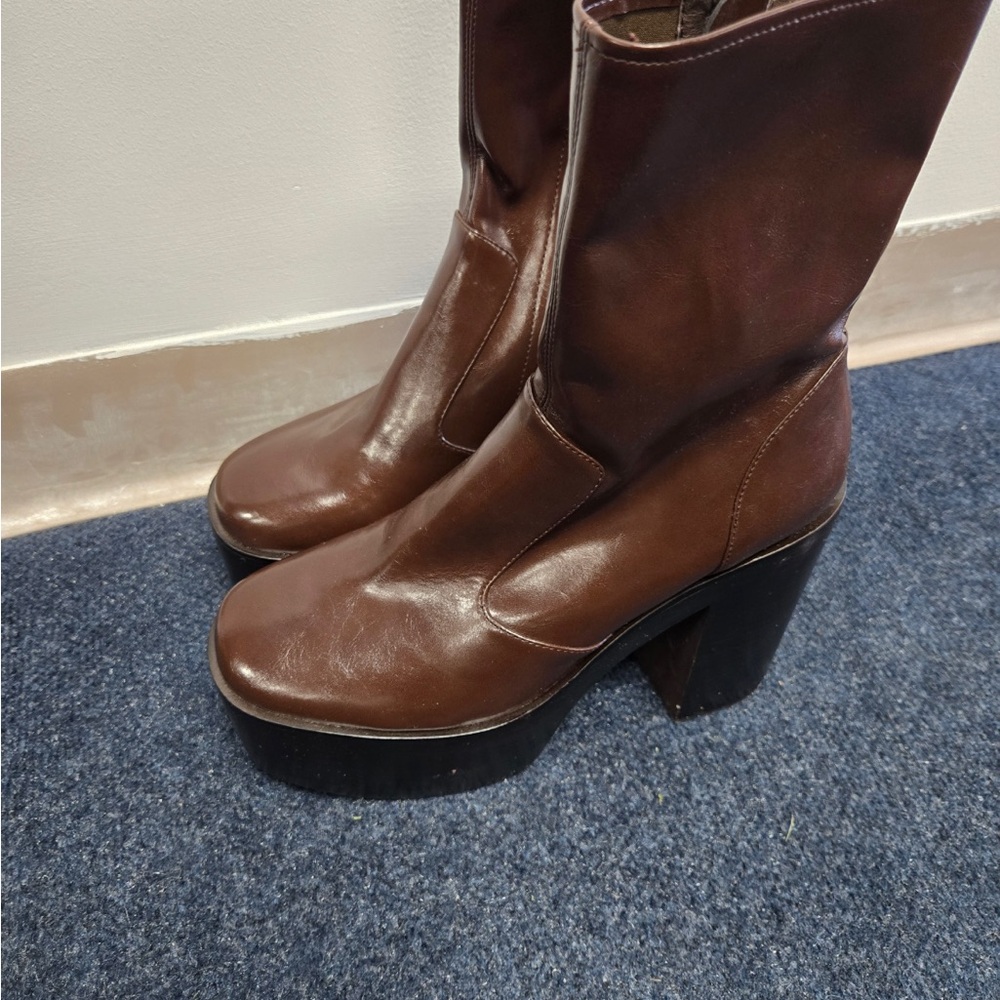 Brown Platform Boots - Picture 2 of 7